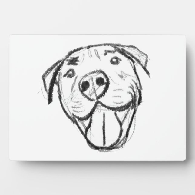 Pitbull Drawing Sing Dog Lovers Black White Fotoplatte (Vorderseite)
