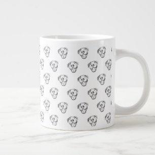 Pitbull Drawing Sing Dog Lovers Black White Jumbo-Tasse