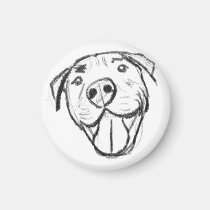 Pitbull Drawing Sing Dog Lovers Black White Magnet