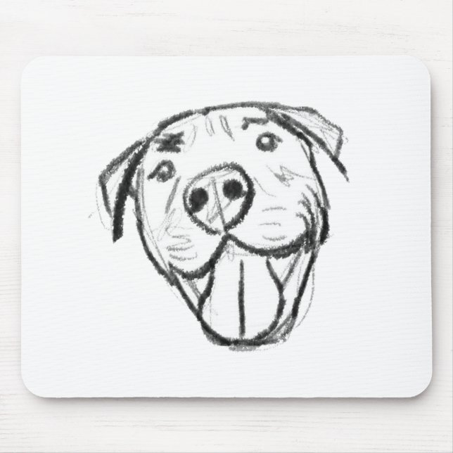 Pitbull Drawing Sing Dog Lovers Black White Mousepad (Vorne)