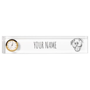 Pitbull Drawing Sing Dog Lovers Black White Namensplakette