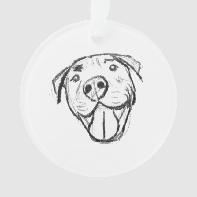 Pitbull Drawing Sing Dog Lovers Black White Ornament (Vorderseite)
