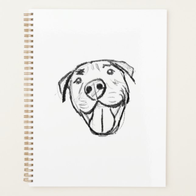 Pitbull Drawing Sing Dog Lovers Black White Planer (Vorderseite)
