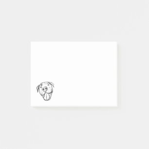 Pitbull Drawing Sing Dog Lovers Black White Post-it Klebezettel