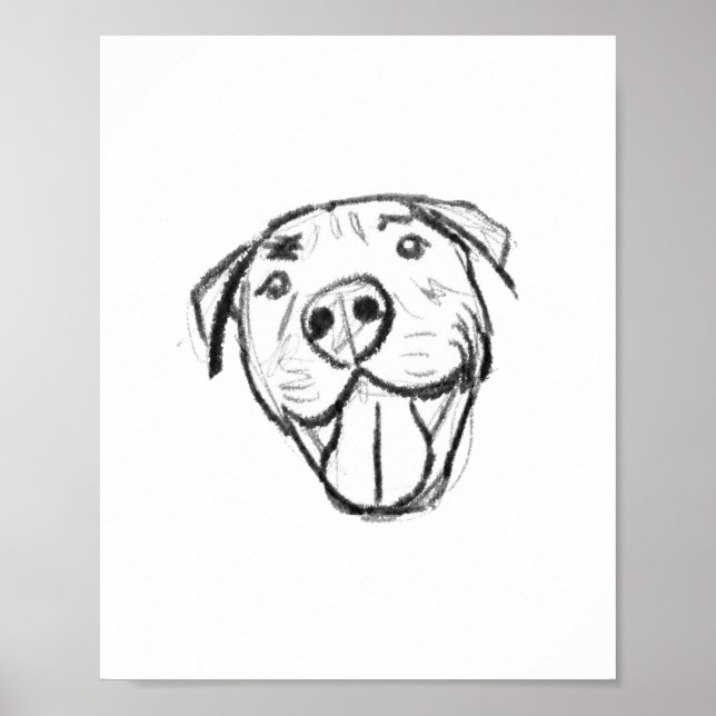 Pitbull Drawing Sing Dog Lovers Black White Poster (Vorne)
