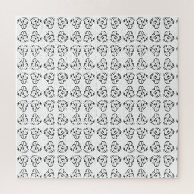 Pitbull Drawing Sing Dog Lovers Black White Puzzle (Vertikal)