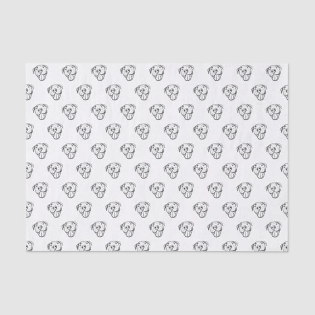 Pitbull Drawing Sing Dog Lovers Black White Seidenpapier (Vorderseite)