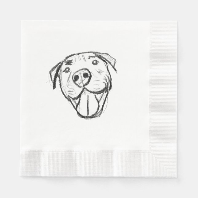 Pitbull Drawing Sing Dog Lovers Black White Serviette (Vorderseite)