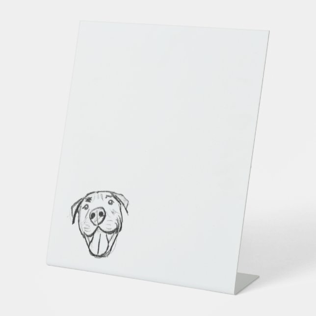 Pitbull Drawing Sing Dog Lovers Black White Sockelschild (Vorderseite)