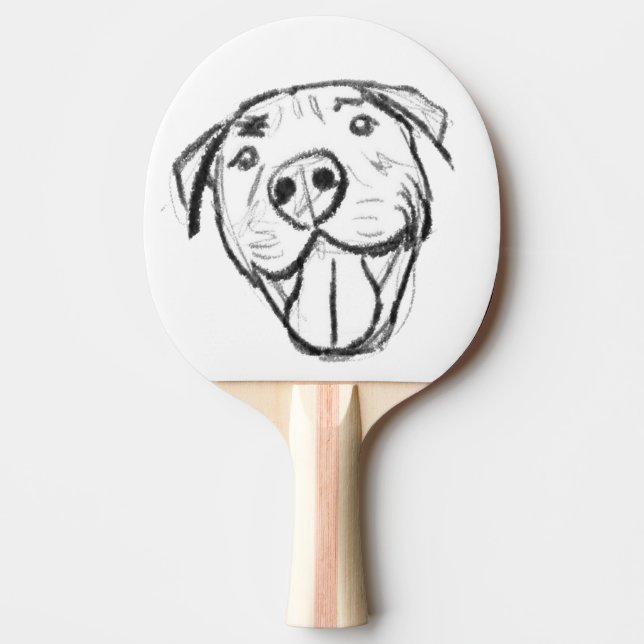 Pitbull Drawing Sing Dog Lovers Black White Tischtennis Schläger (Vorderseite)