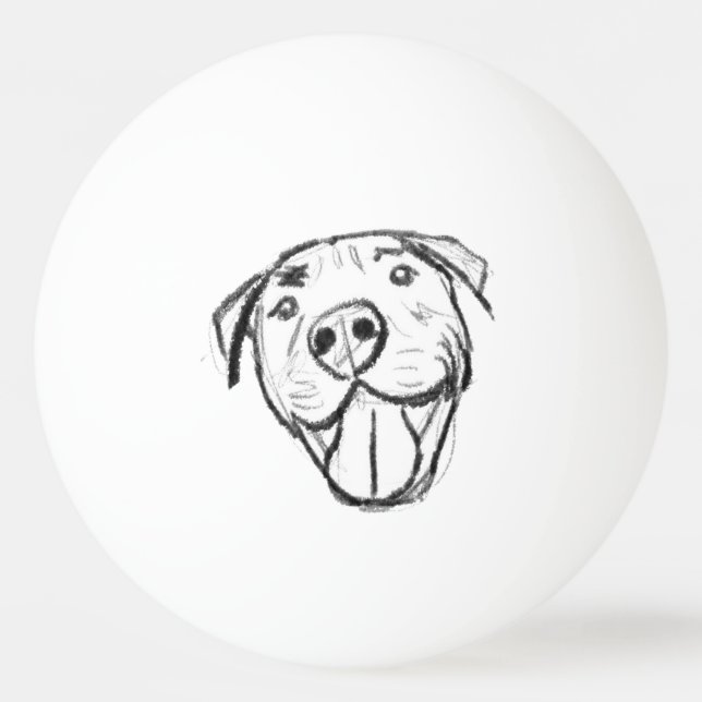 Pitbull Drawing Sing Dog Lovers Black White Tischtennisball (Vorderseite)