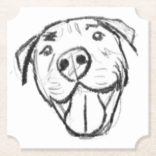 Pitbull Drawing Sing Dog Lovers Black White Untersetzer