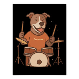 Pitbull Drummer Personalisiert Rock Drum Kit Gesch Poster