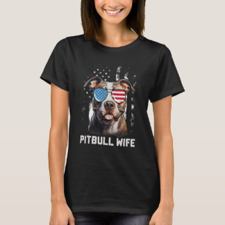 Pitbull Ehefrau Amerikanische Fahne Sonnenbrille 4 T-Shirt