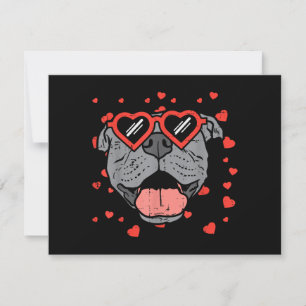 Pitbull Face Heart Glasses Valentinstag Haustier H