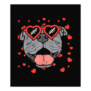Pitbull Face Heart Glasses Valentinstag Haustier H Fotodruck