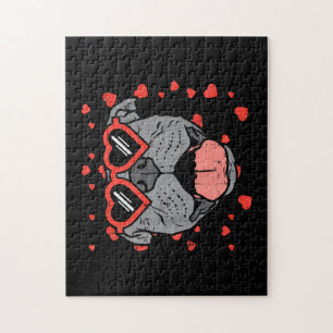 Pitbull Face Heart Glasses Valentinstag Haustier H Puzzle
