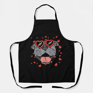 Pitbull Face Heart Glasses Valentinstag Haustier H Schürze