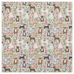 Pitbull Florals Fabric - Hund Blumendesign Stoff