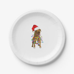 Pitbull Frohe Weihnachtsbaumleuchten Funny Pajama  Pappteller