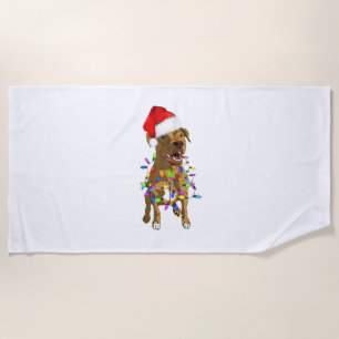 Pitbull Frohe Weihnachtsbaumleuchten Funny Pajama Strandtuch