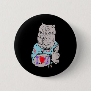 Pitbull Funny Hund I Liebe Mama Tattoo Geschenk Button