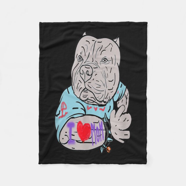 Pitbull Funny Hund I Liebe Mama Tattoo Geschenk Fleecedecke (Vorderseite)