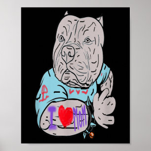 Pitbull Funny Hund I Liebe Mama Tattoo Geschenk Poster