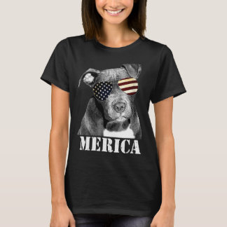Pitbull Funny Patriotic Dog Usa Sun Brille T-Shirt