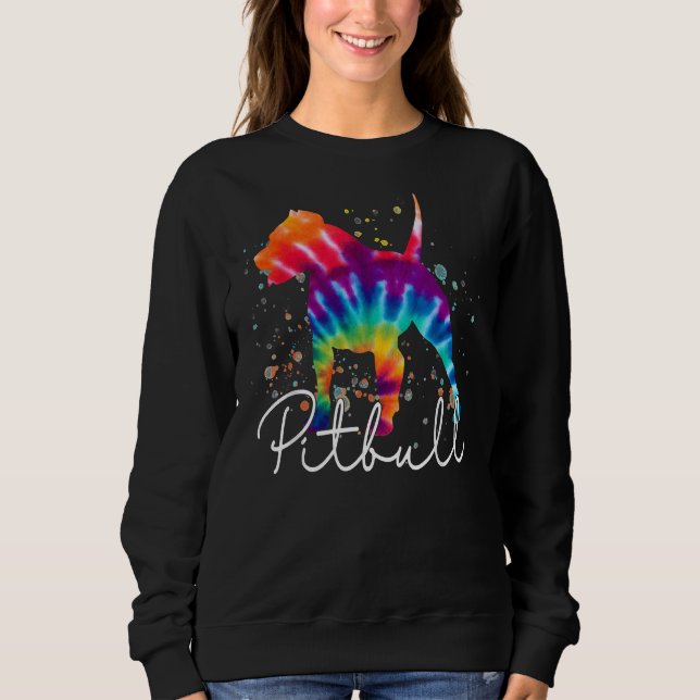Pitbull Gefärbte Krawatte Regenbogen Hund Lover Sweatshirt (Vorderseite)