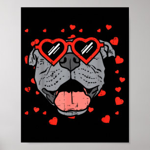 Pitbull-Gesicht Herz Gles Valentinstag Haustier Hu Poster