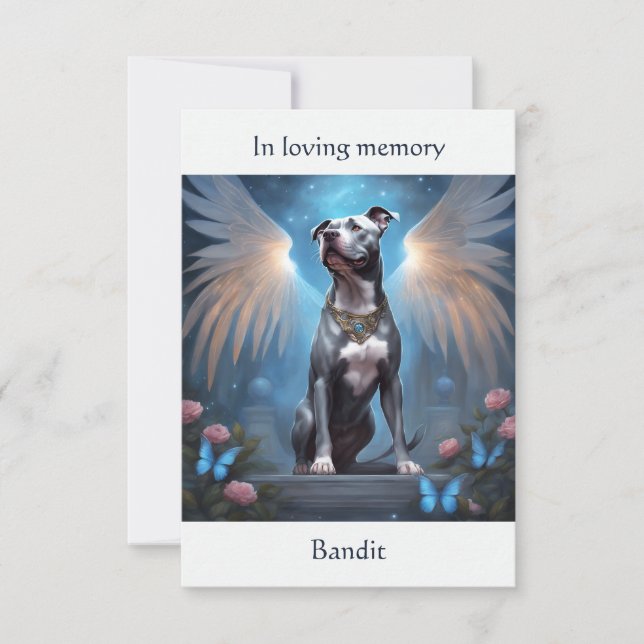 Pitbull Gray Memorial Geem Individuelle Name Beile Dankeskarte (Vorderseite)