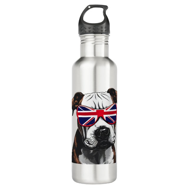 Pitbull Großbritannien Edelstahlflasche (Vorderseite)