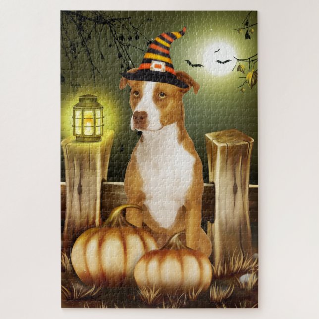 Pitbull Halloween Jigsaw Puzzle (Vertikal)