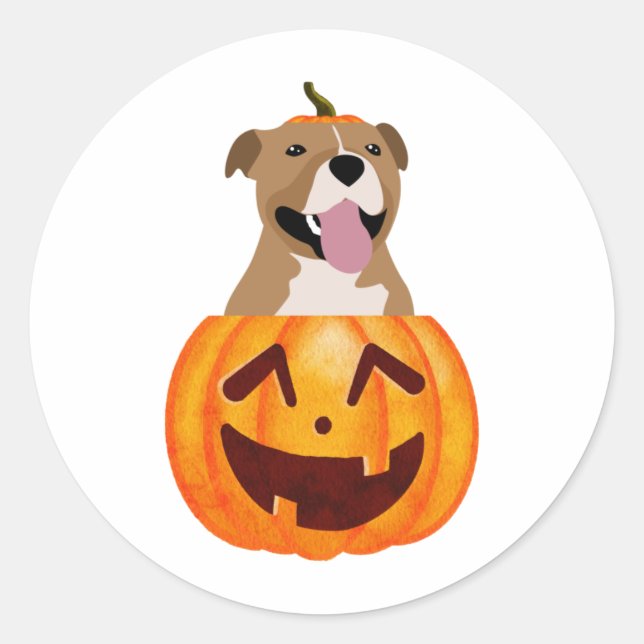 Pitbull Halloween Runder Aufkleber (Vorderseite)