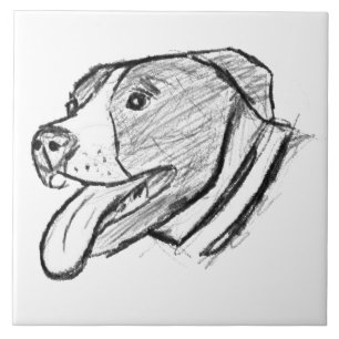 Pitbull handgezeichnetes Foto Hund Tierliebhaber Fliese