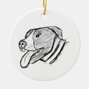 Pitbull handgezeichnetes Foto Hund Tierliebhaber Keramik Ornament