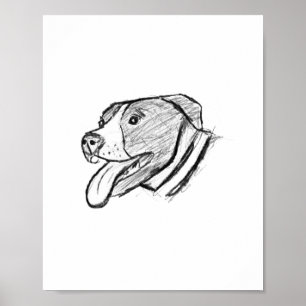 Pitbull handgezeichnetes Foto Hund Tierliebhaber Poster