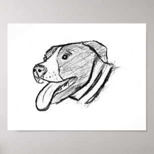 Pitbull handgezeichnetes Foto Hund Tierliebhaber Poster