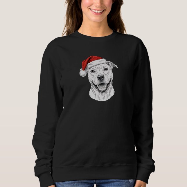 Pitbull handgezeichnetes Weihnachtsgeschenk mit in Sweatshirt (Vorderseite)