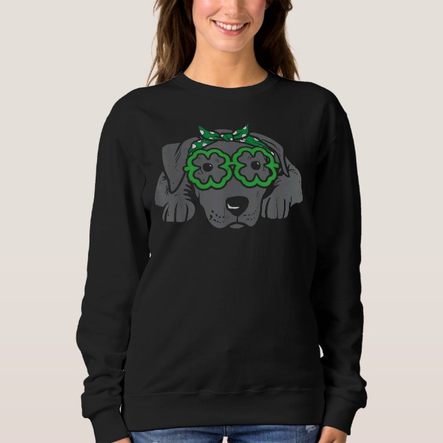 Pitbull Headband Kleeblatt Glasses St Patricks Day Sweatshirt (Vorderseite)