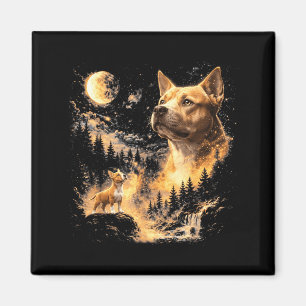 Pitbull heult zum Mond vintage 90er retro Magnet