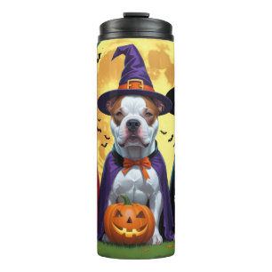 Pitbull Hogs Pumpkin Halloween Funny Thermosbecher