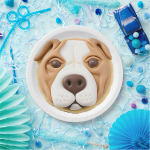 Pitbull Hund 3D Inspiriert Pappteller