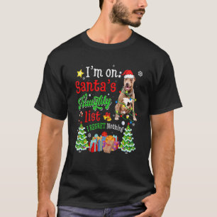 Pitbull-Hund auf Sünderliste von Santa Xmas T-Shirt