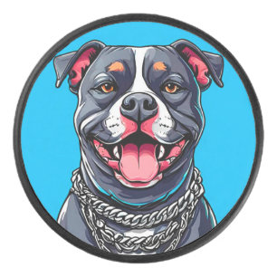 Pitbull-Hund Eishockey Puck