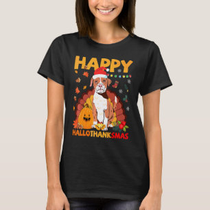 Pitbull Hund Frohes Hallothanksmas Halloween Ernte T-Shirt