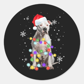 Pitbull Hund Fröhliche Dogmen Weihnachtsmann Pitbu Runder Aufkleber