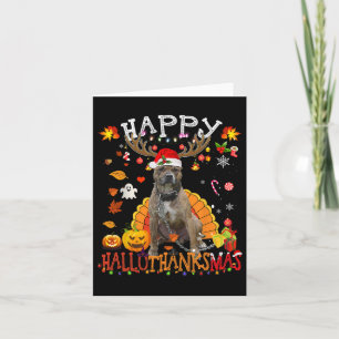 Pitbull Hund Halloween Weihnachtshund Happy Hallot Karte