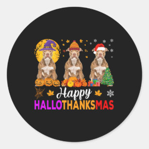 Pitbull Hund Halloween Weihnachtsknöchel 1 Runder Aufkleber